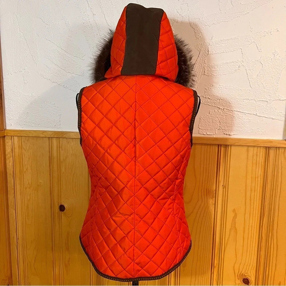 M. Miller Orange Nora Quilted Vest with Fur Sz-S - Picture 7 of 13